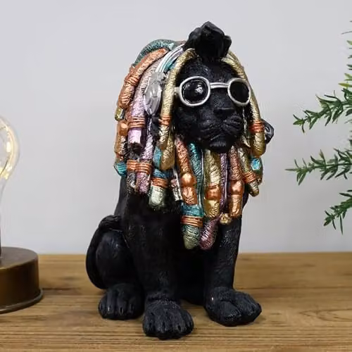 Gifts Direct 2 U Black Lion with Dreadlocks Rasta Resin Figurine Ornament – 2
