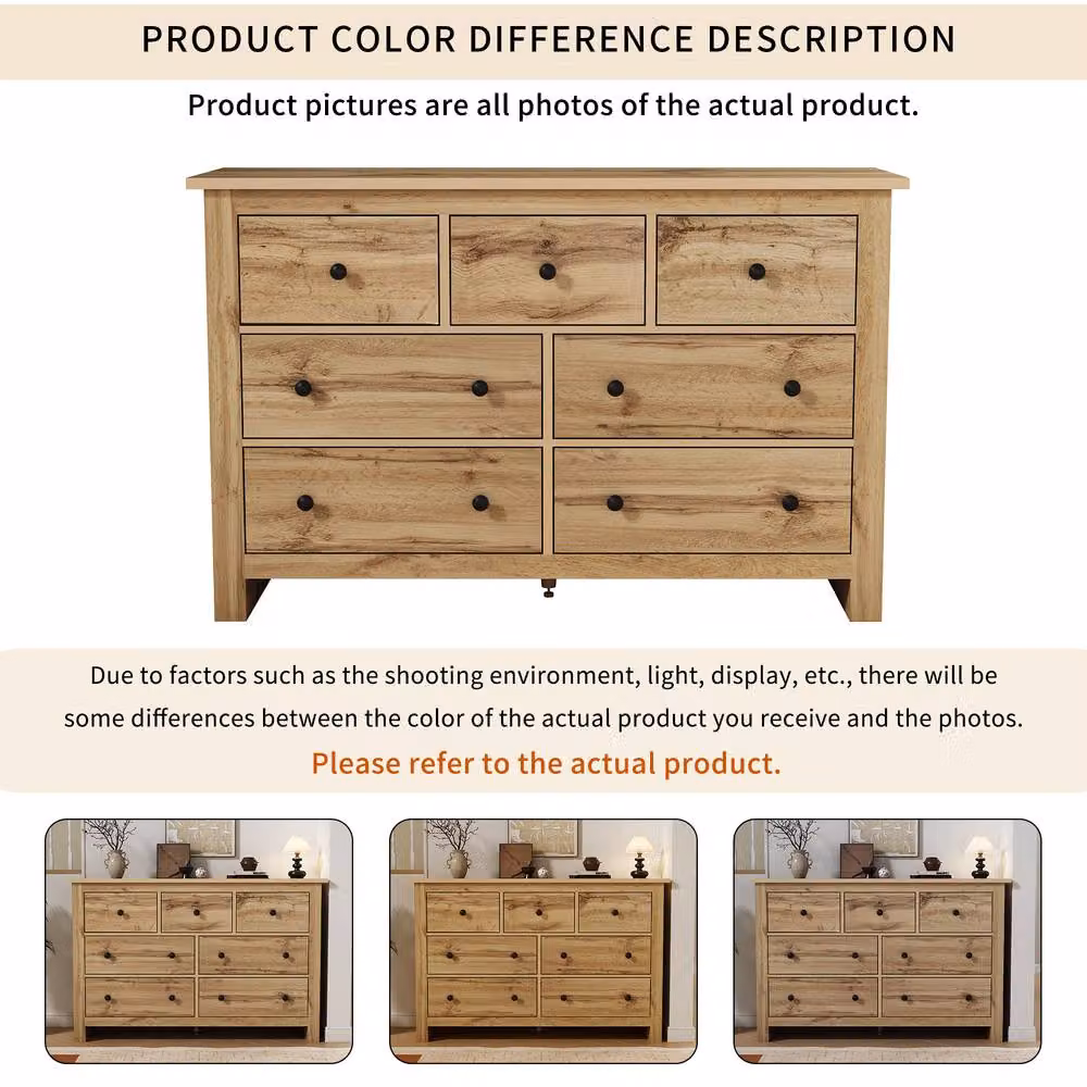 Rolipo Vintage 7 Drawer Wood Sideboard Large Storage Cabinet in Brown – 5