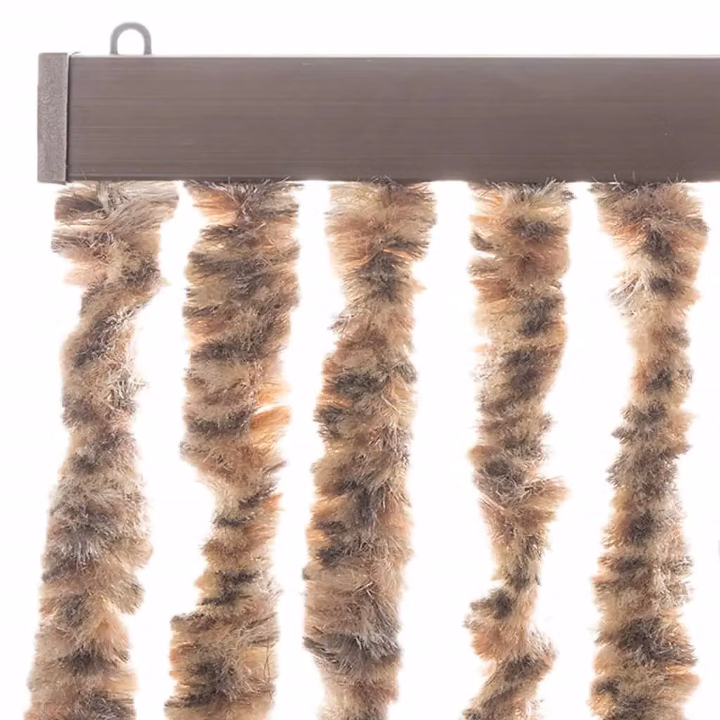 Berkfield Home Chenille Fly Curtain in Beige and Brown, W: 100 cm, H: 200 cm – 3