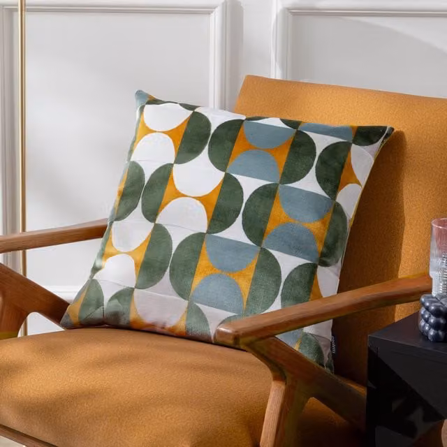 Paoletti Bardot Cut Velvet Square Polyester Filled Cushion, W/D/H: 50 x 50 x 50 cm, Yellow – 4