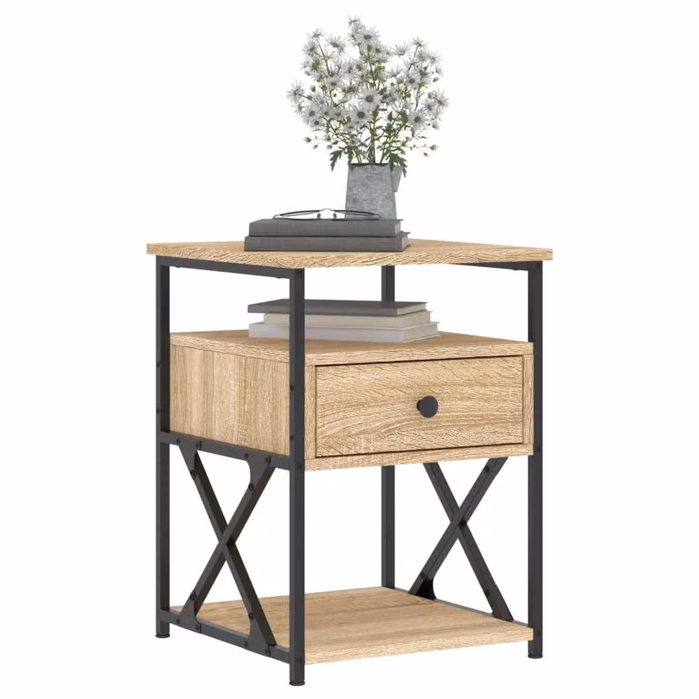 Berkfield Home Bedside Cabinet in Sonoma Oak Brown, W/D/H: 40 x 42 x 55 cm – 3