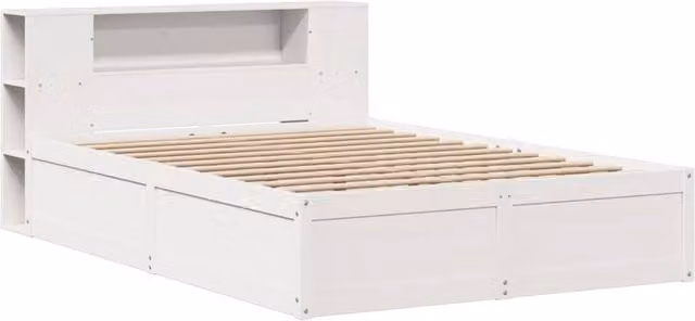 Berkfield Home Beautiful Bed Frame in White Solid Pine, W/D/H: 140 x 190 cm – 1