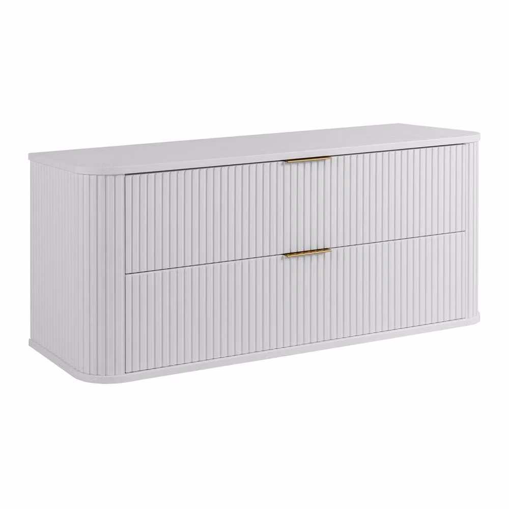 Heze Furniture Glamour Style 2 Drawer Bathroom Vanity Cabinet, White, W: 120 cm, D: 41.5 cm, H: 51.7 cm – 2
