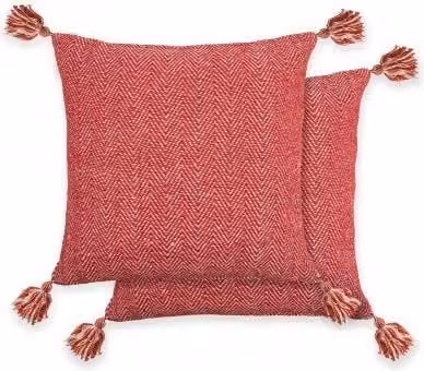New Edge Blinds Hartley Red Cotton Square Cushion Cover, W/D/H: 43 x 43 x 43 cm