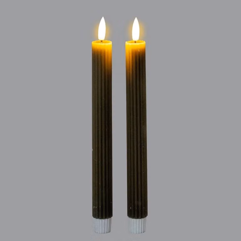 Lemon Pavilion Furniture and Decor Grey Ribbed Taper Candles, W2 x D2 x H24 cm