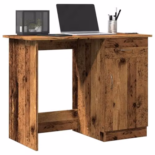 vidaXL Writing Desk in Old Wood Brown, Engineered Wood, W/D/H: 100 x 50 x 76 cm – 4