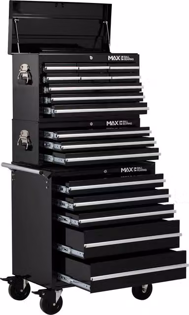 Hilka Professional Rollable Steel Drawer Combination in Black