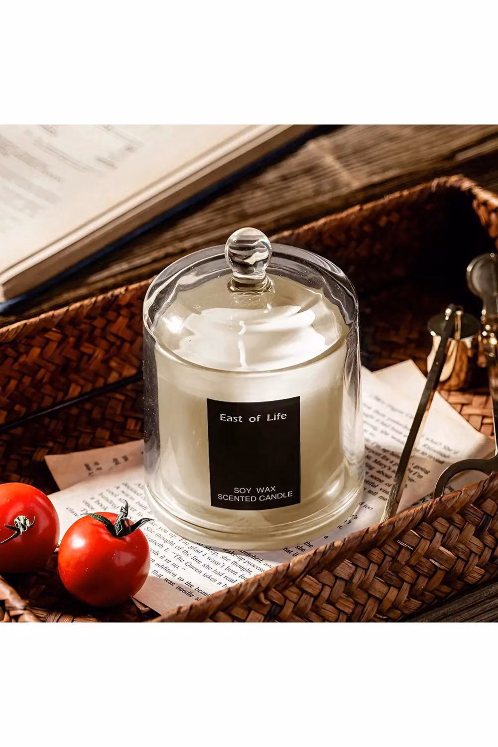 Living and Home Lychee & White Tea Scented Soy Wax Candle in Grey – 3