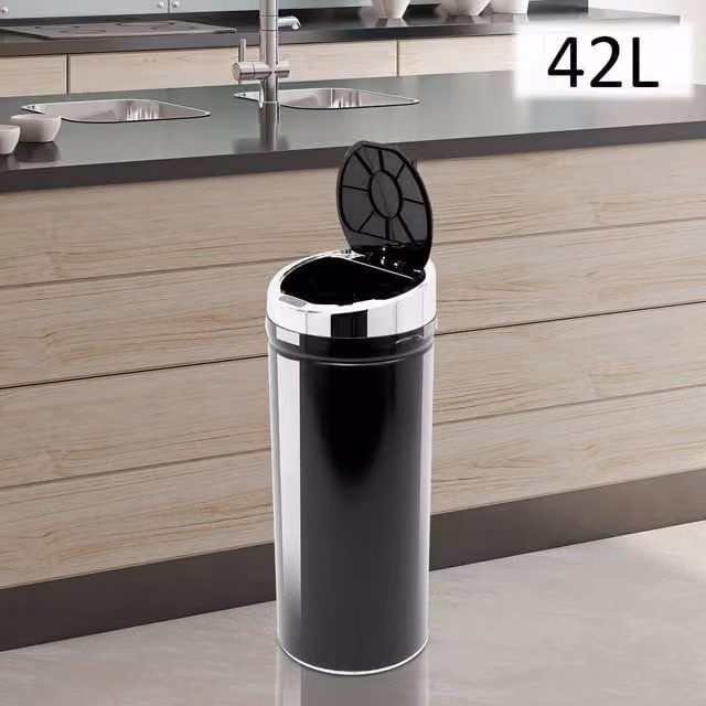 HOMCOM Stainless Steel Automatic Sensor Waste Bin, Black, 42l