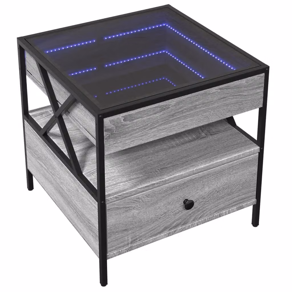 Berkfield Home Infinity LED Coffee Table in Grey Sonoma, W/D/H: 50 x 50 x 51 cm – 3