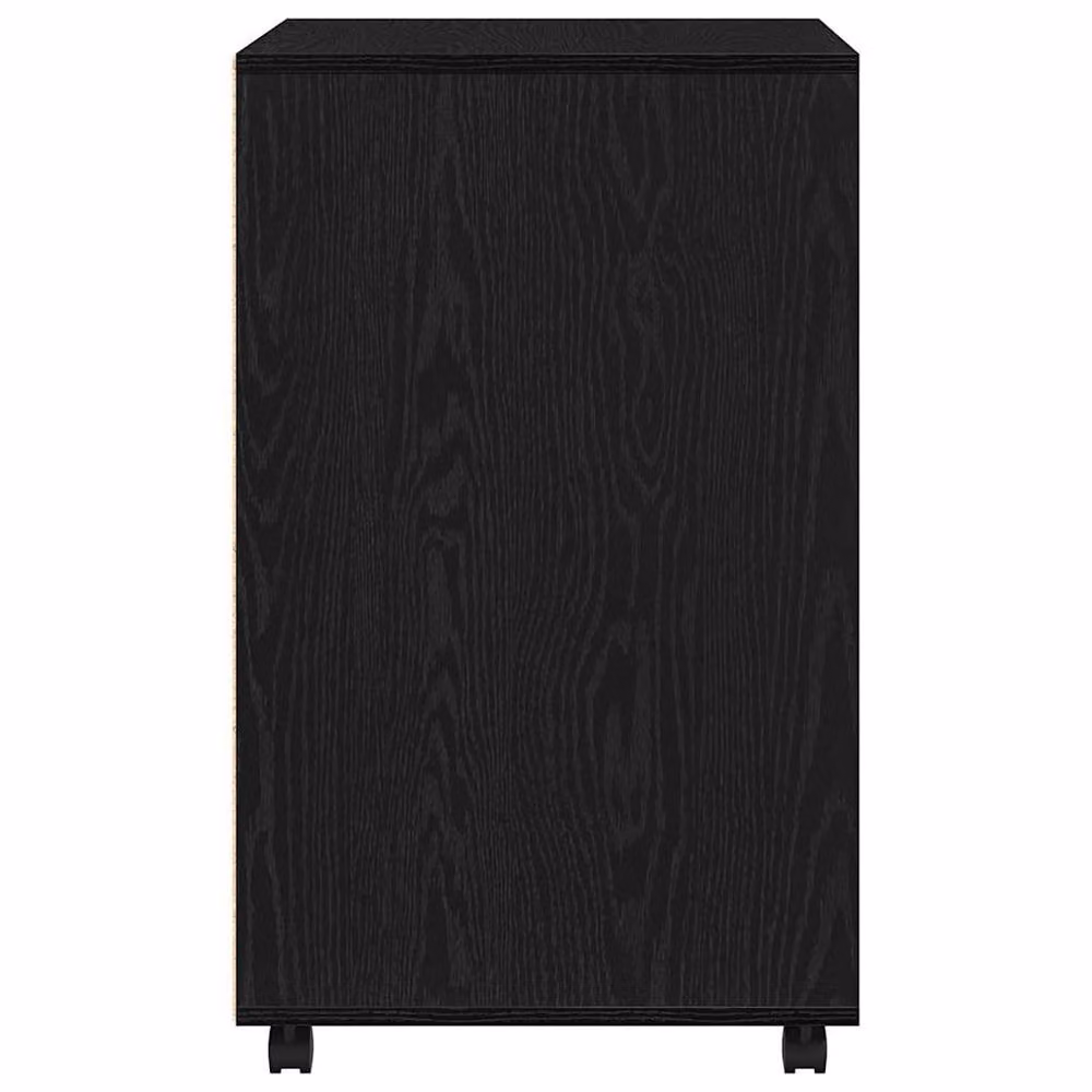 Berkfield Home Rolling Cabinet in Black Oak with Roll Shutter Doors, W: 60 cm, D: 48 cm, H: 81 cm – 5