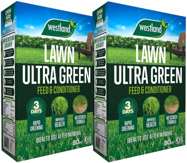 Marshalls Garden Ultra Green Lawn Feed and Conditioner Granulate Twin Pack