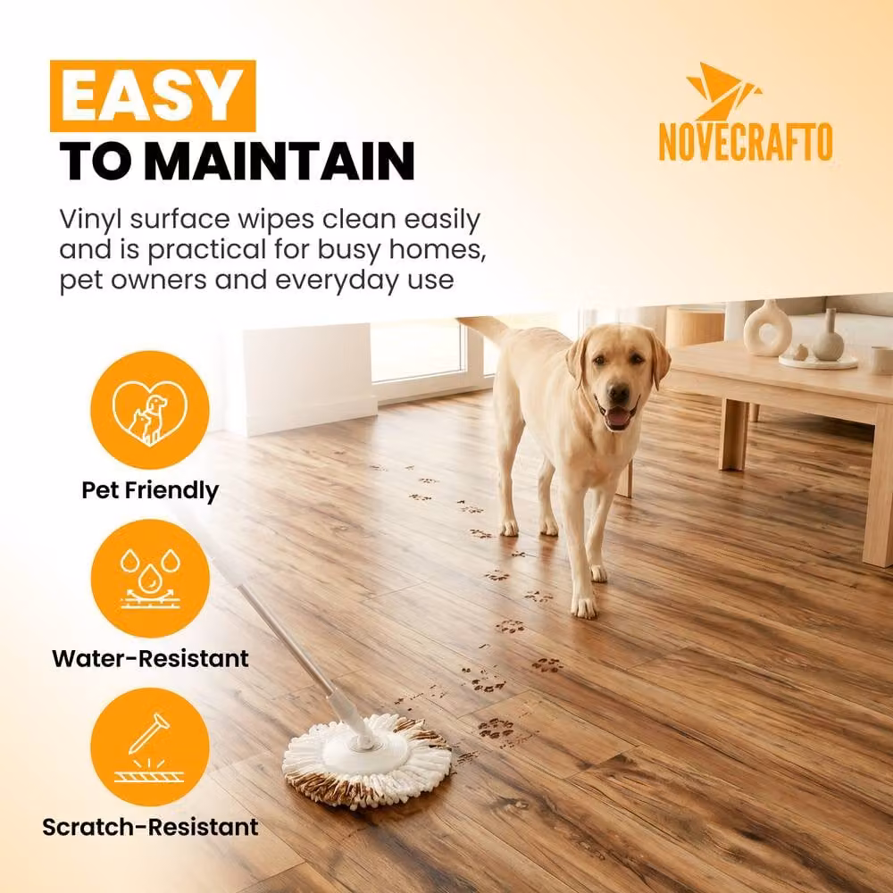 Novecrafto Self Adhesive Wood Look Vinyl Floor Planks, 10 Pieces, Covers 1.39m2, Beige and Brown – 4