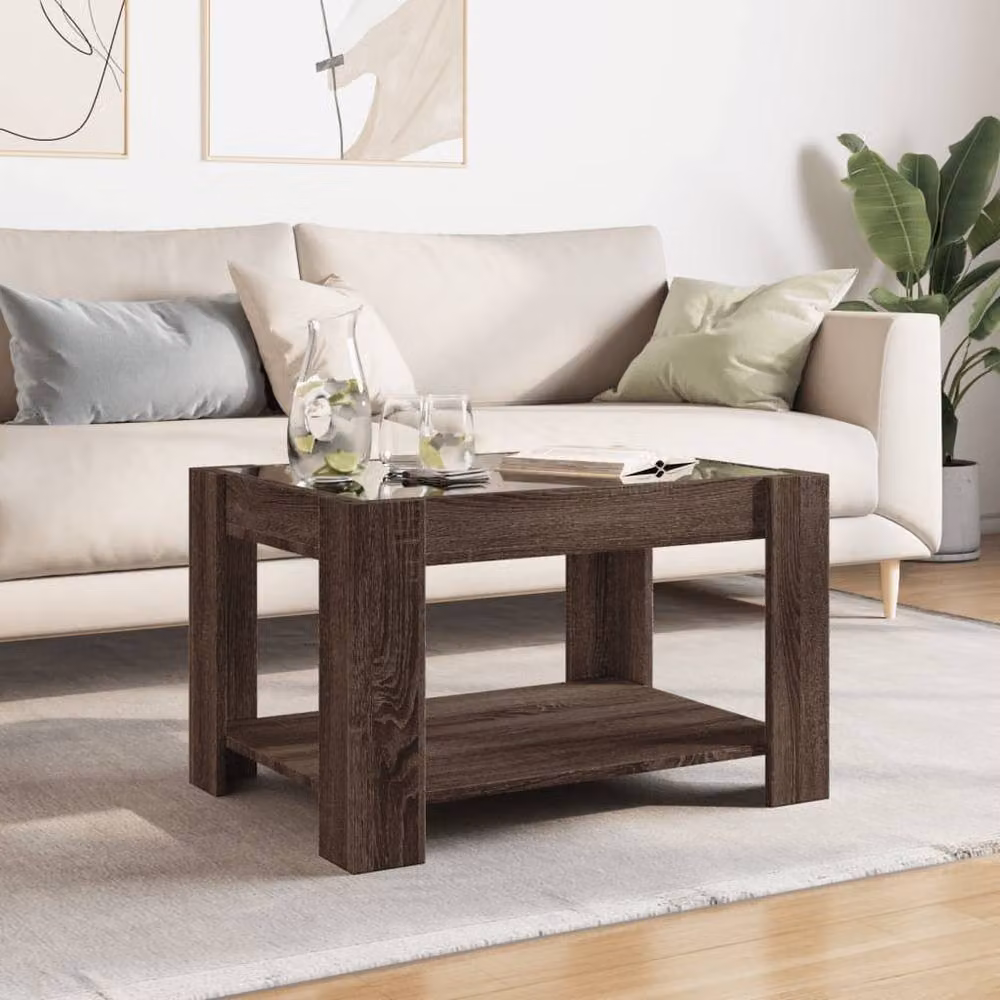 Berkfield Home Modern Rectangular Coffee Table in Brown Oak, W: 73 cm, D: 53 cm, H: 45 cm – 2