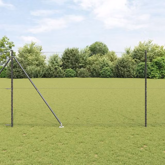 Berkfield Home Grey Powder-Coated Steel Hexagon In-Ground Fence, H: 160 cm x W: 100 m – 1