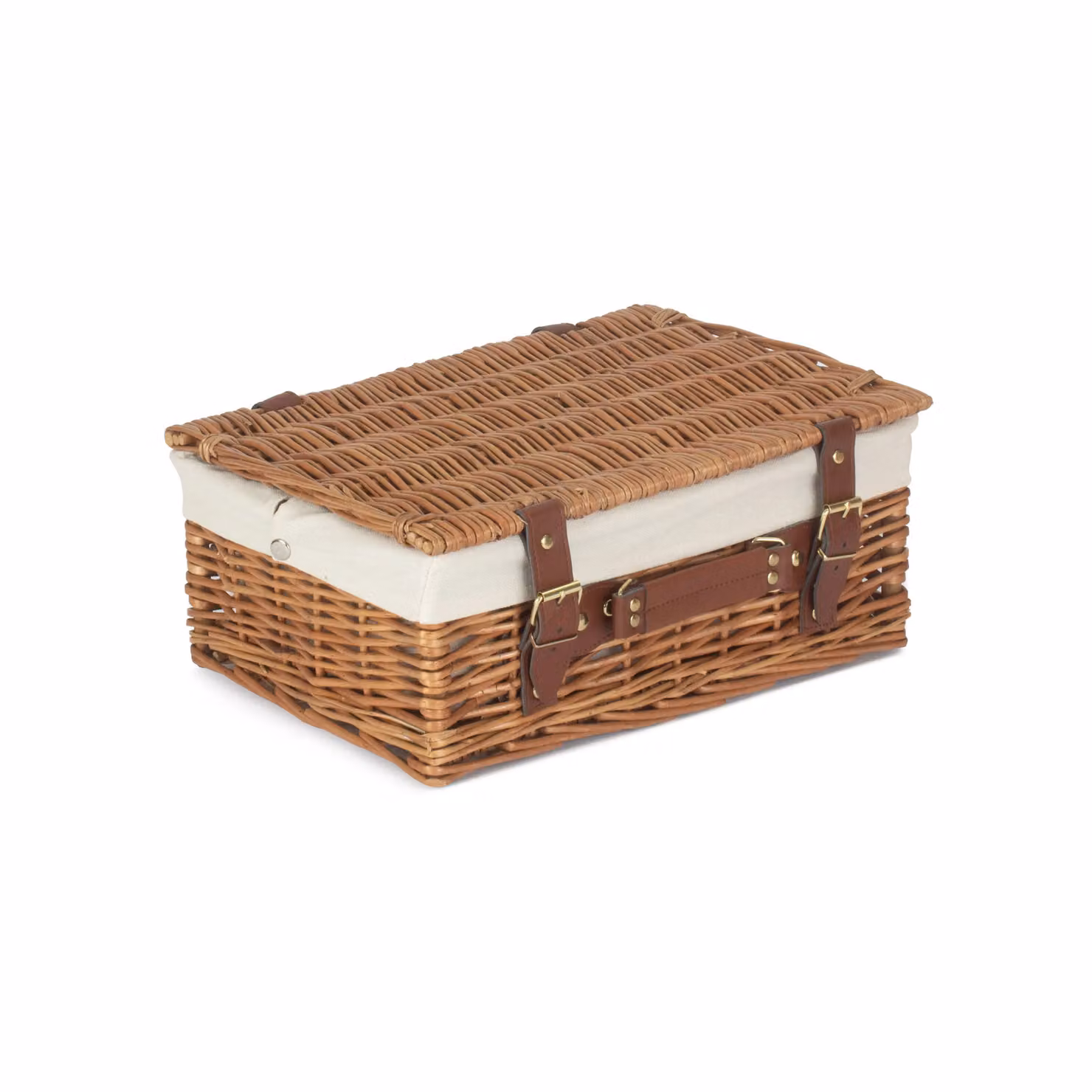 Red Wicker Picnic Basket with White Cotton Lining, 35cm – 2