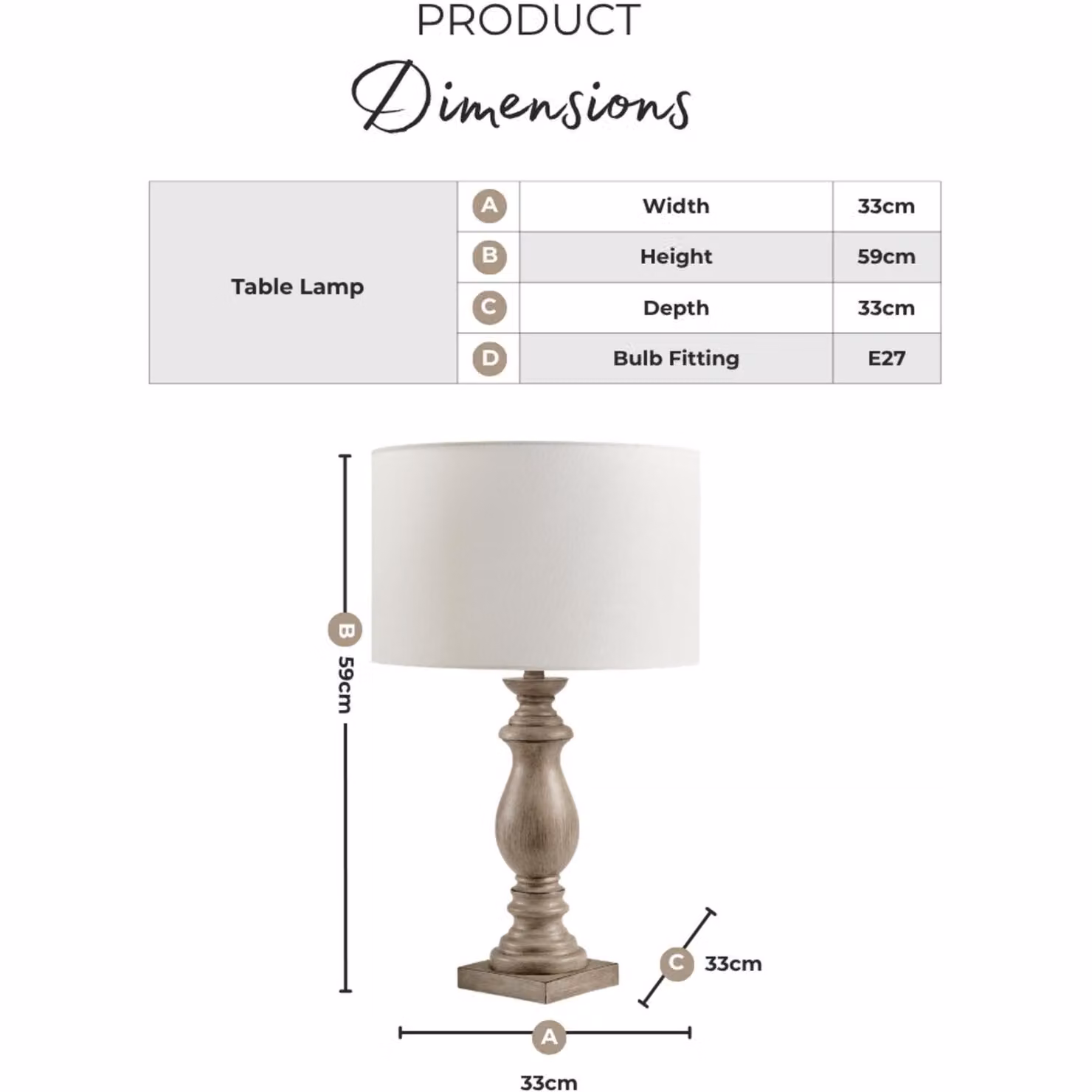 Furniturebox UK Maurice Grey Turned Wood Style Table Lamp with Beige Fabric Shade – 2