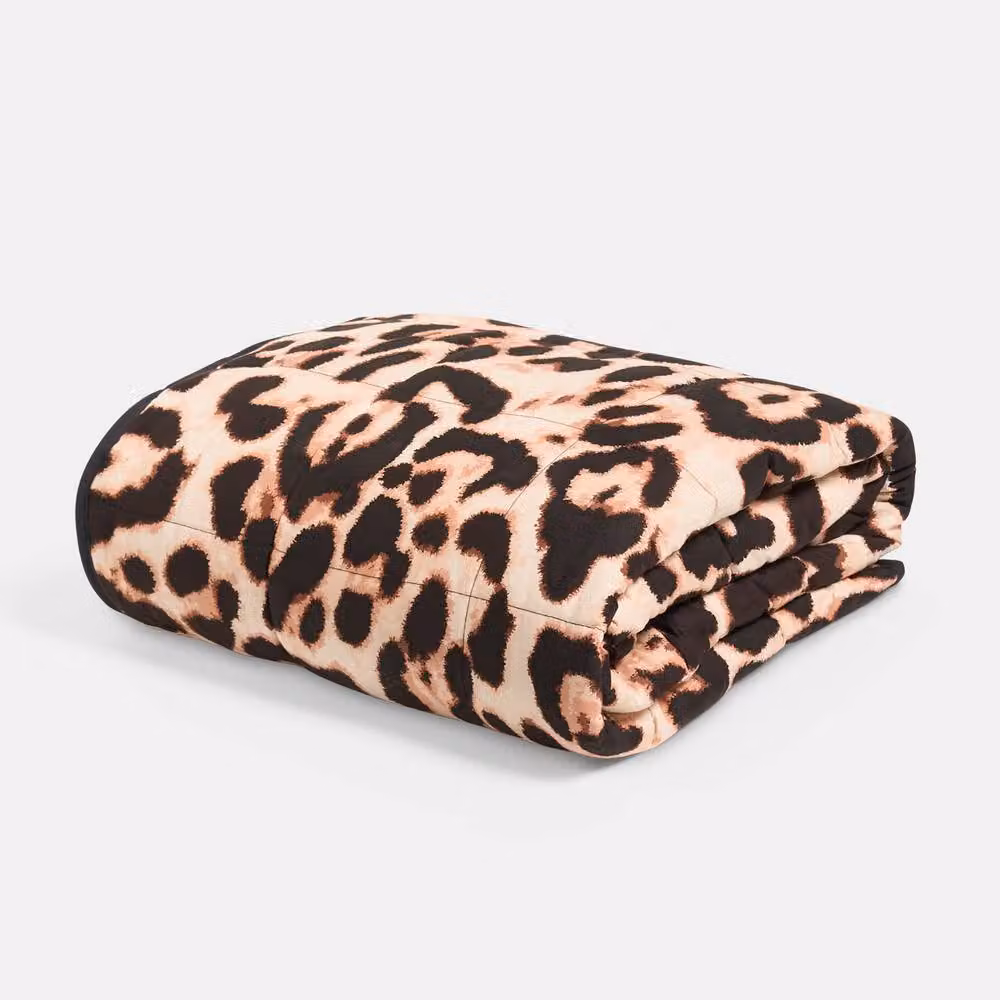OHS Leopard Weighted Blanket for Adults, 8kg, Brown, W/D/H: 150 x 200 cm – 8