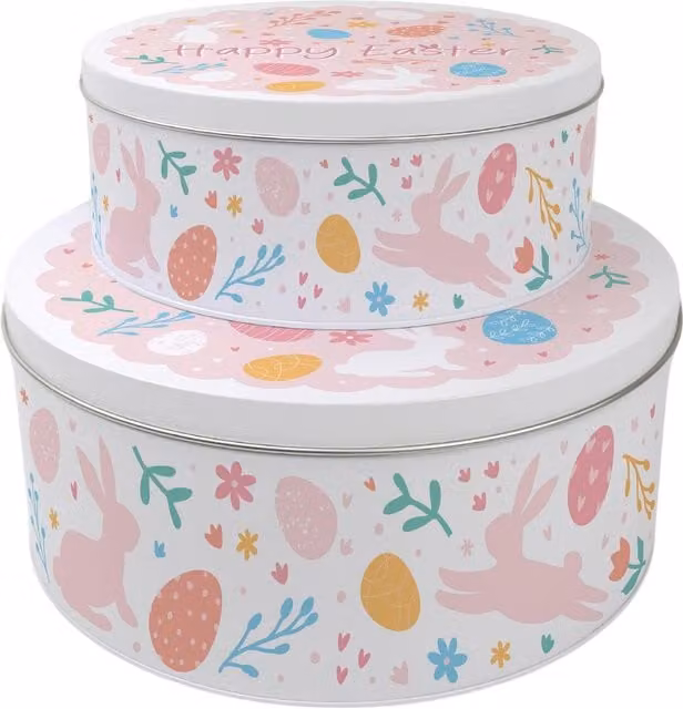 Purely Home Round Cake Tin Set with Lid in Pink and Multicolour
