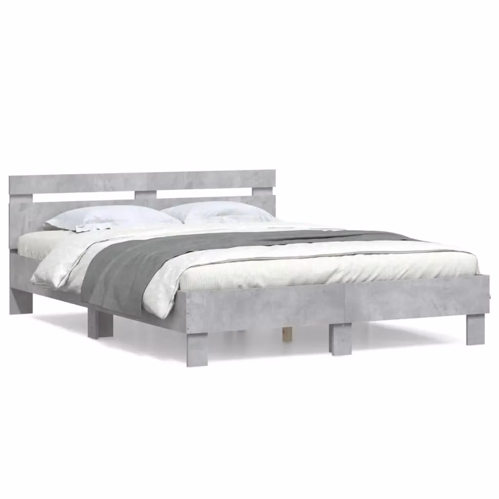 Berkfield Home King Size Bed Frame in Concrete Grey, W/D/H: 150 x 200 cm – 2