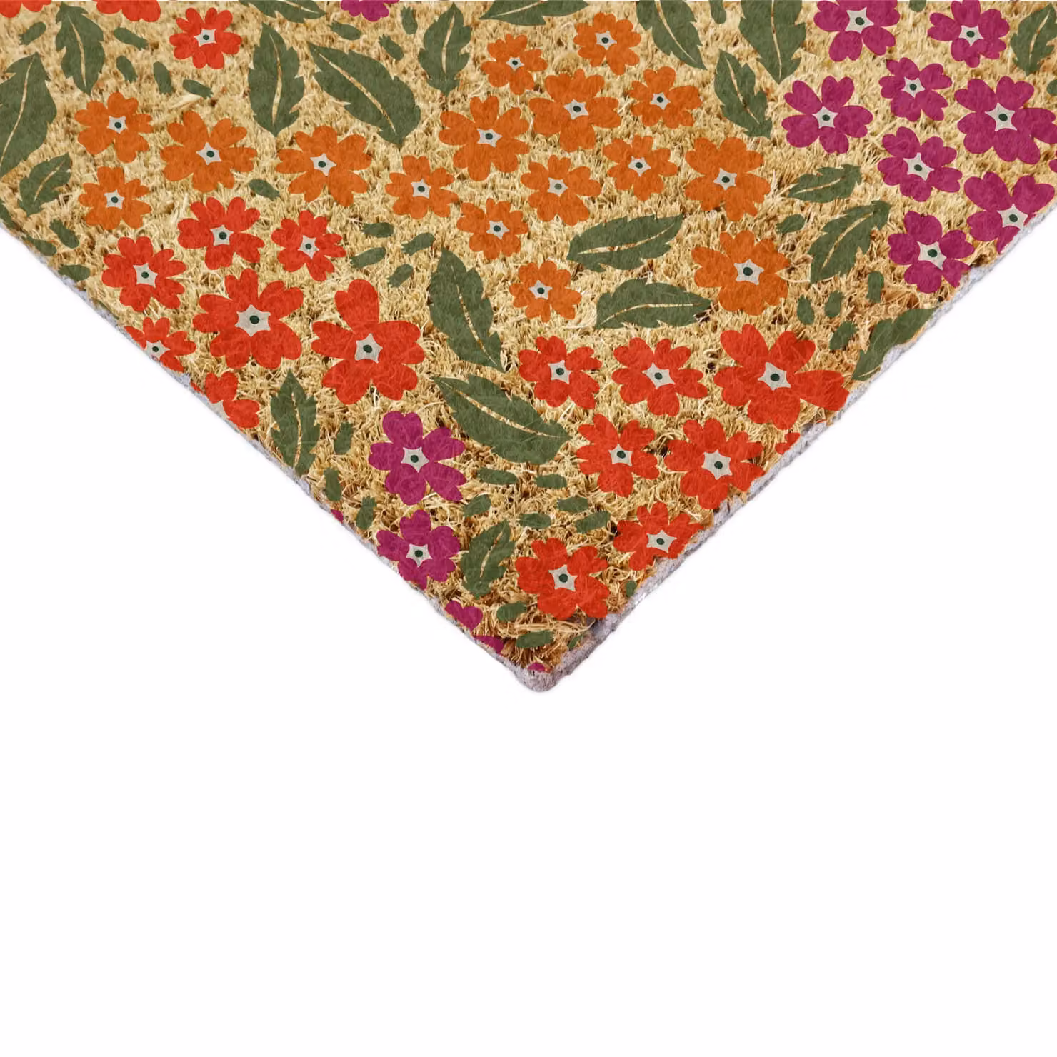 Artsy Mats Floral Pattern Coir Doormat in Brown and Multicolour, W: 90 cm, D: 60 cm – 4