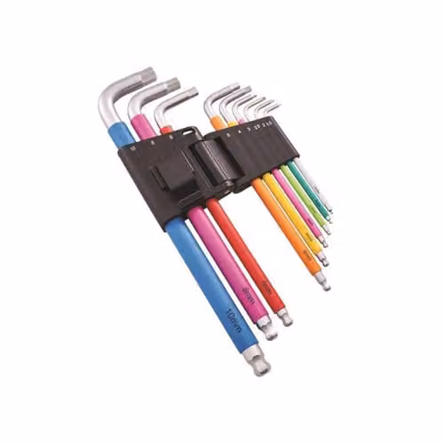 Faithfull 9-Piece Multicoloured S2 Steel Metric Hex Key Set