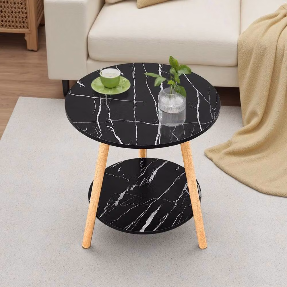 FLAVORA Round Wooden Side Table in Black – 3
