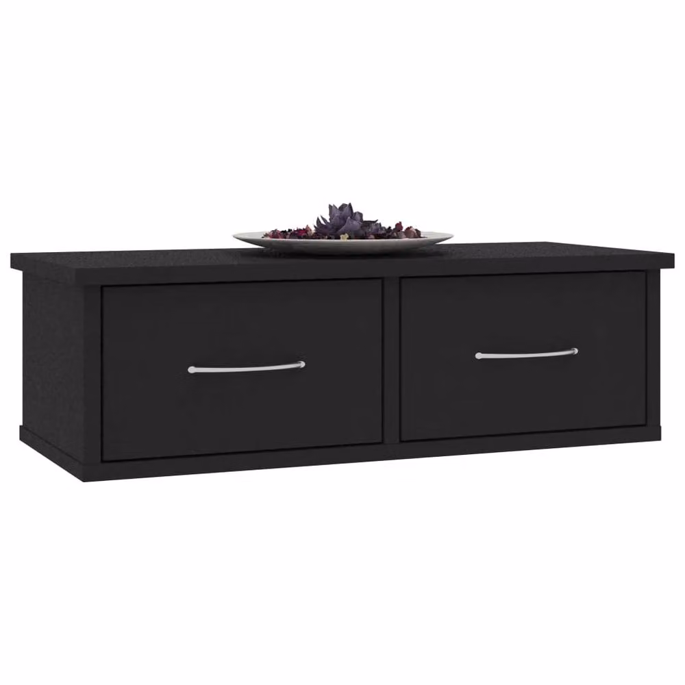 Berkfield Home Wall-mounted Drawer Shelf in Black, W: 60 cm, D: 26 cm, H: 18.5 cm – 3