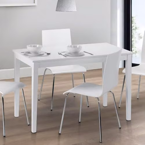 Julian Bowen Taku Rectangular White Lacquered Wood Dining Table, W114 x D76 x H65 cm – 1