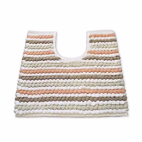 Allure Bath Fashions Striped Chunky Bobble Pedestal Mat in Pink, Grey and Multicolour, W/D/H: 50 x 50 x 2 cm – 1