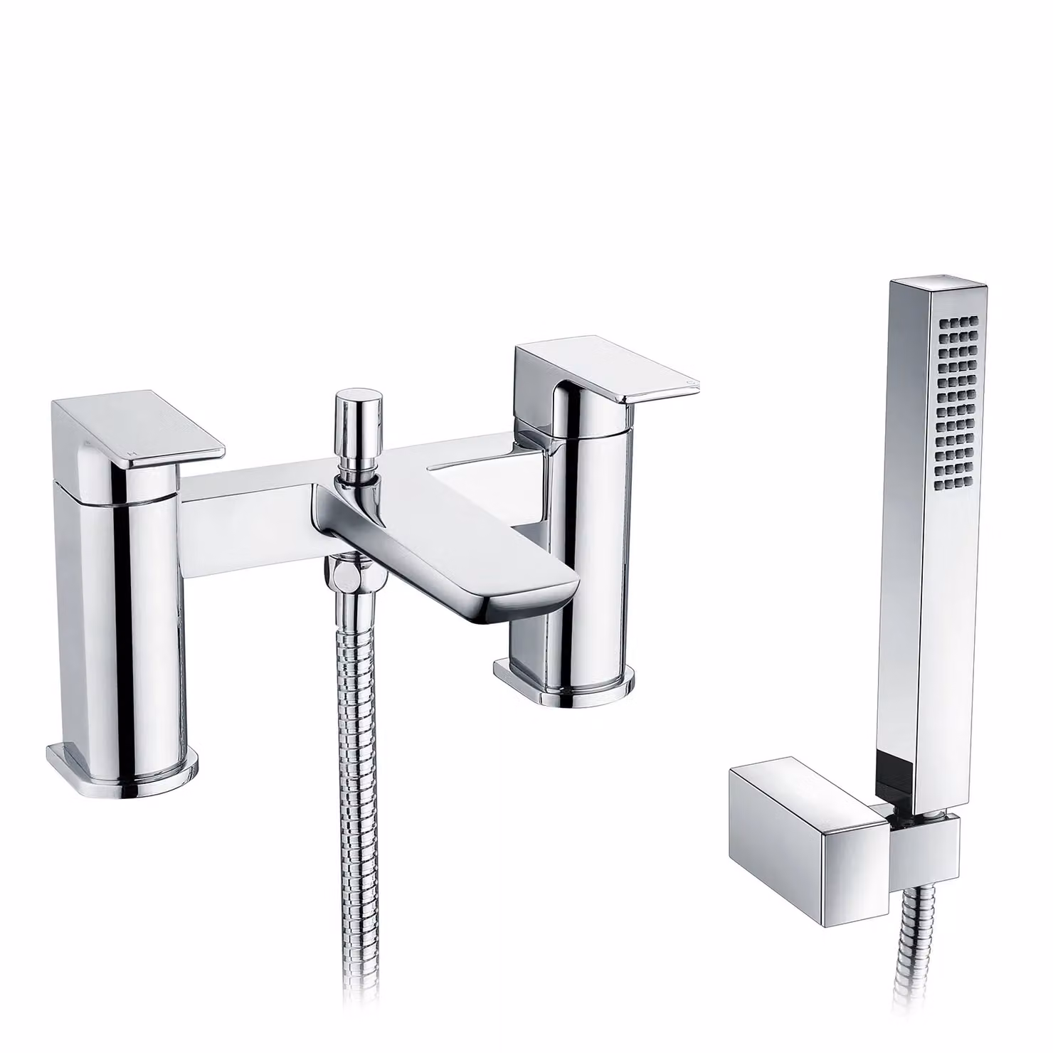 Nes Home Modern Bridge Deck Mounted Bath Shower Mixer Tap in Chrome Silver – 2