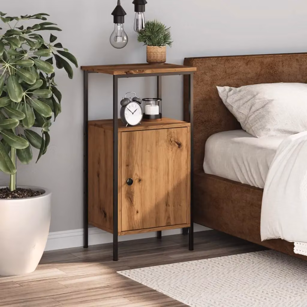 Berkfield Home Artisan Oak Bedside Cabinet in Brown, W/D/H: 41 x 31 x 80 cm – 3