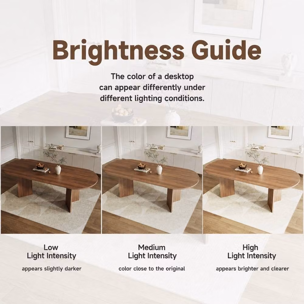 Rolipo Extendable Walnut Dining Table in Brown, Oval MDF Design for 6-8 People – 3
