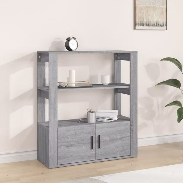 Berkfield Home Grey Sonoma Sideboard in Engineered Wood W/D/H: 80 x 30 x 90 cm – 1