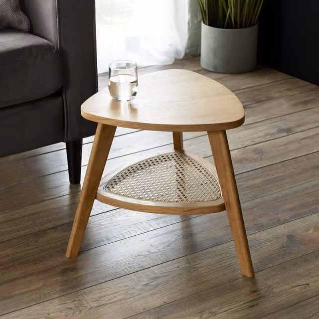 Julian Bowen Vera Triangular Side Table with Shelf in Natural Oak