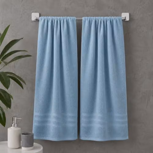 Catherine Lansfield Blue Cotton Zero Twist Bath Sheet Pair, W/H: 90 x 140 cm