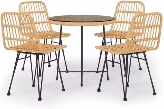 Berkfield Home 5 Piece Brown Poly Rattan Garden Dining Set