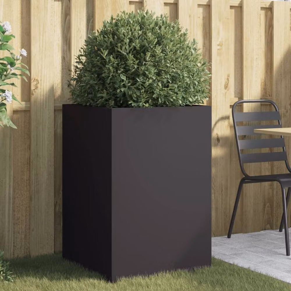 Berkfield Home Black Steel Planter W: 52 cm, D: 48 cm, H: 75 cm – 2