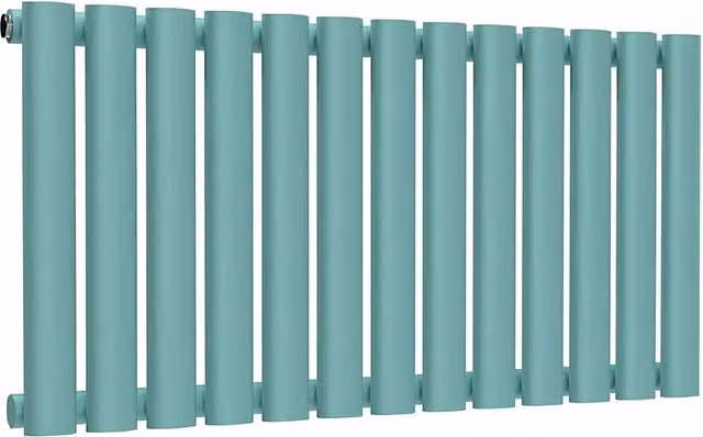 Lux Heat Oval Horizontal Radiator in Light Aqua Green, W: 78 cm, H: 40 cm