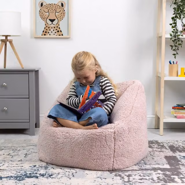 ICON Fluffy Fleece Kids Bean Bag Chair in Brown