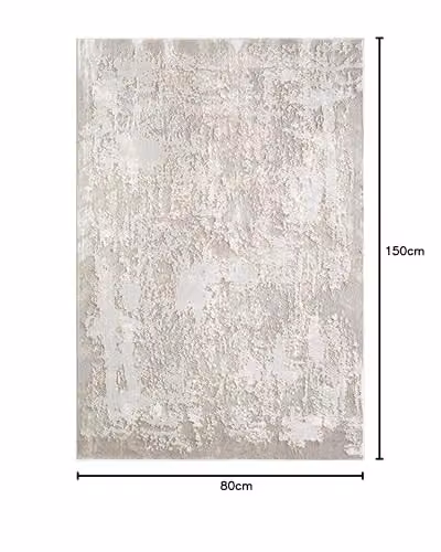 Serdim Rugs Abstract Metallic Marble Living Room Area Rug in Grey and Gold, W: 80 cm, L: 150 cm – 2