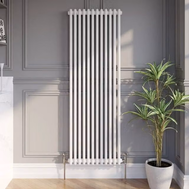 Temprazo White Steel Wall Radiator H: 60.5 cm, W: 30 cm, D: 7 cm