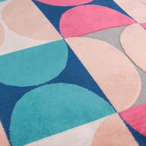 Paoletti Bardot Cut Velvet Square Cushion, Multicolour Pink and Blue, W/D/H: 50 x 50 x 50 cm – 3