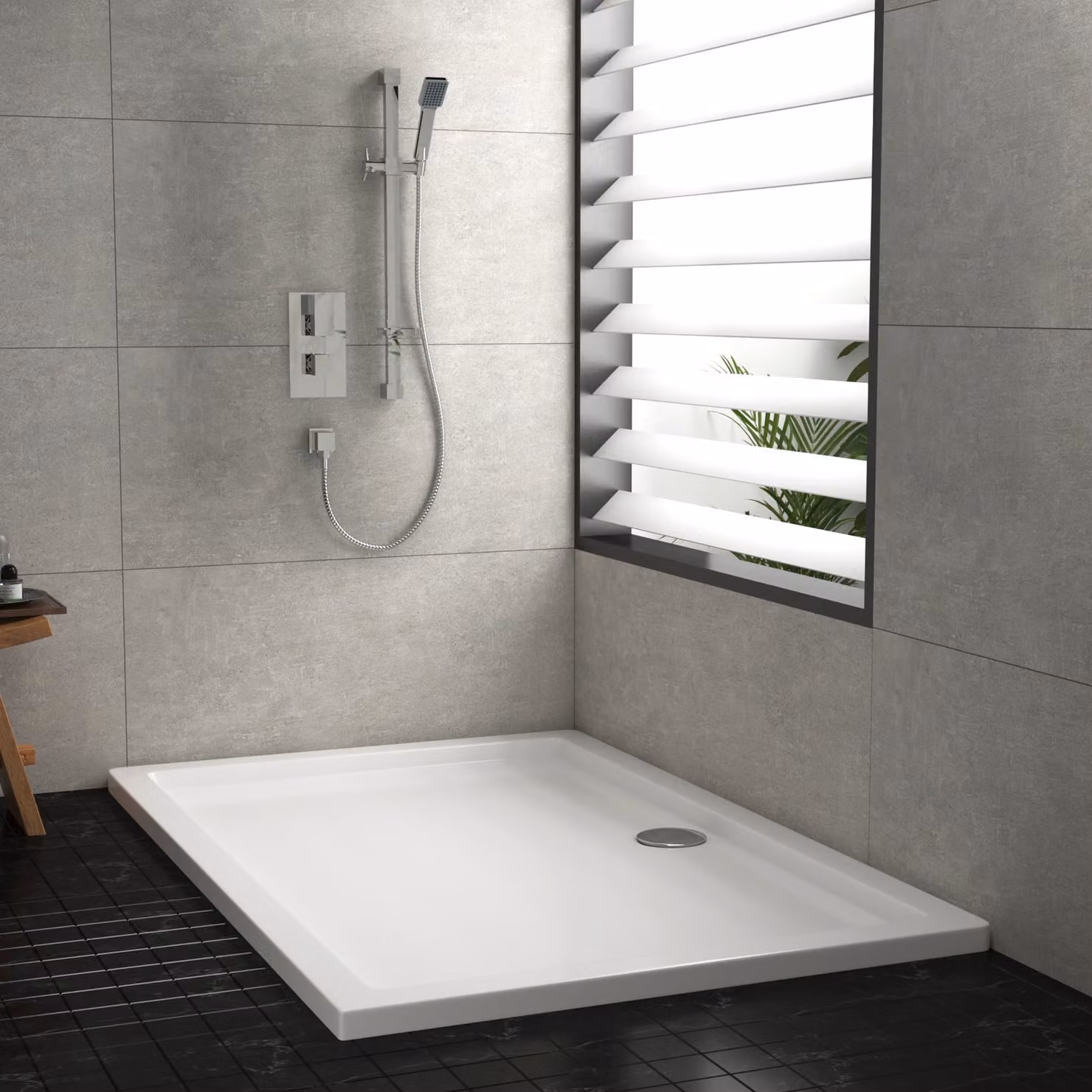 Hudson Reed Rectangular Pearlstone Acrylic Shower Tray, White, W/D/H: 170 x 80 x 4 cm