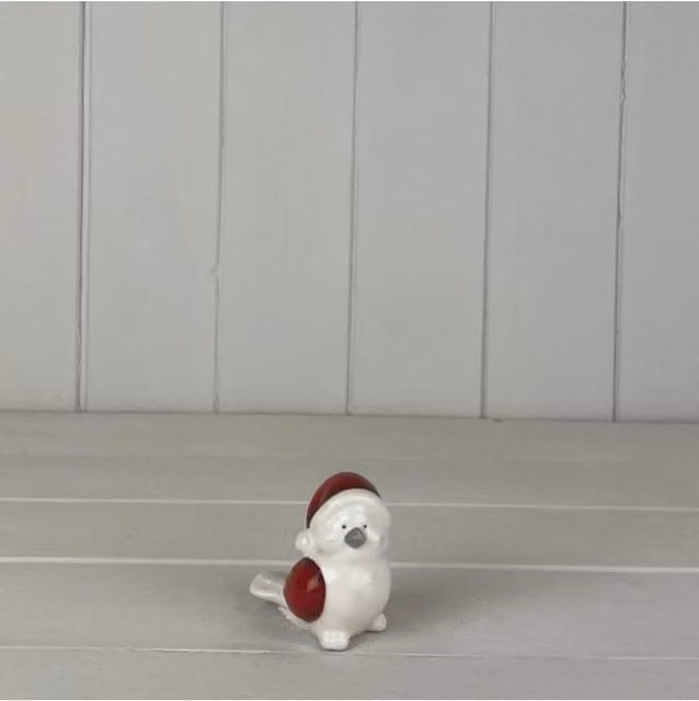KDMD Charming White and Red Ceramic Bird Tabletop Decoration