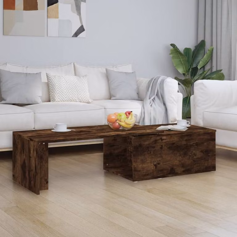 Berkfield Home Modern Smoked Oak Coffee Table in Brown, W/D/H: 150 x 50 x 35 cm