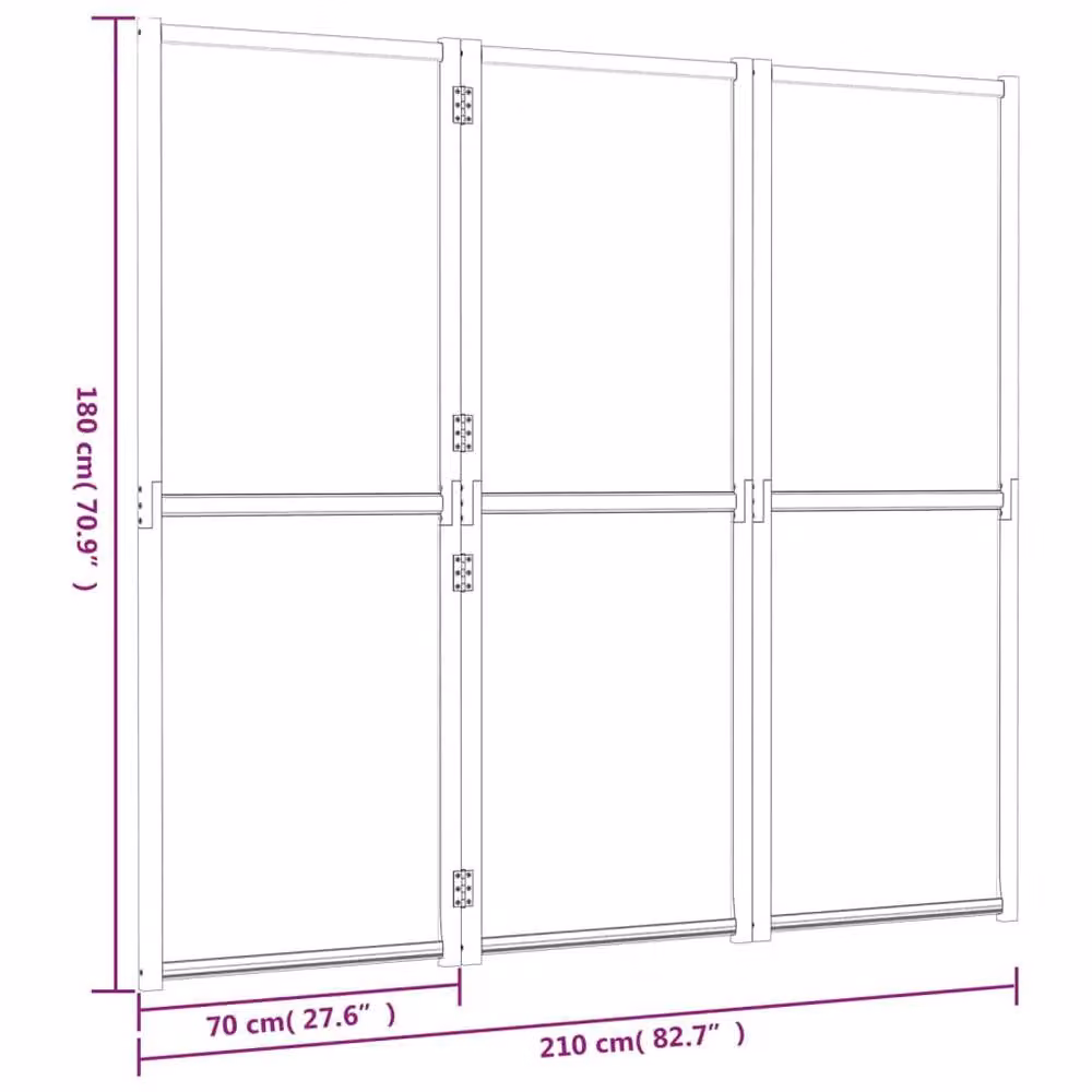Berkfield Home 3-Panel Acacia Wood Room Divider, Black, H 210 cm x W 180 cm – 5