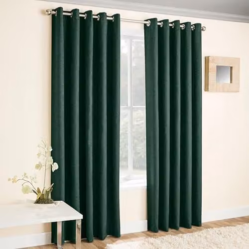 Enhanced Living Vogue Green Thermal Noise Reducing Dim Out Eyelet Curtains, W: 229 cm, D: 183 cm
