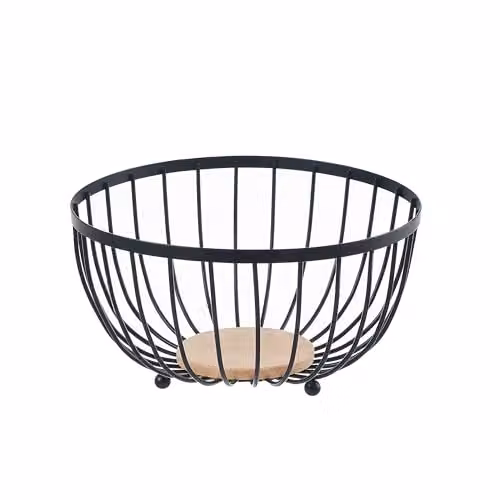 Ornami Black Metal and Wood Salad Bowl, Diameter: 25 cm – 4