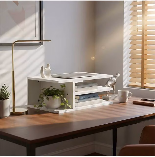 Living and Home 3-Tier Desktop Printer Stand Organiser in White – 1